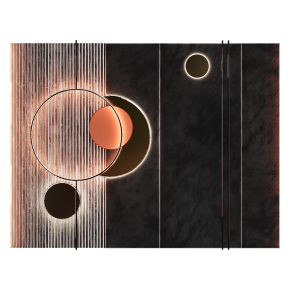 Soft-touch black decorative panel with backlighting.
