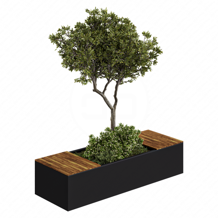 Urban Furniture / Architecture Bench with Plants- Set 23