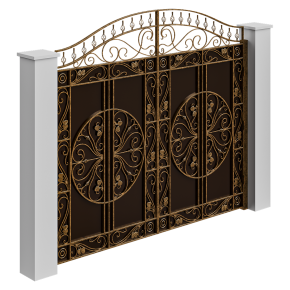 Wrought-iron gates for exterior use.