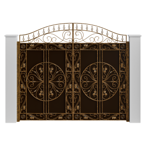 Wrought-iron gates for exterior use.