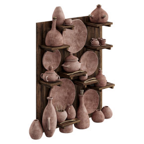 Shelf with clay dishes