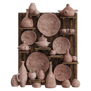 Shelf with clay dishes