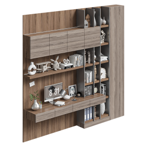A wall unit with a built‑in desk for a children's room.