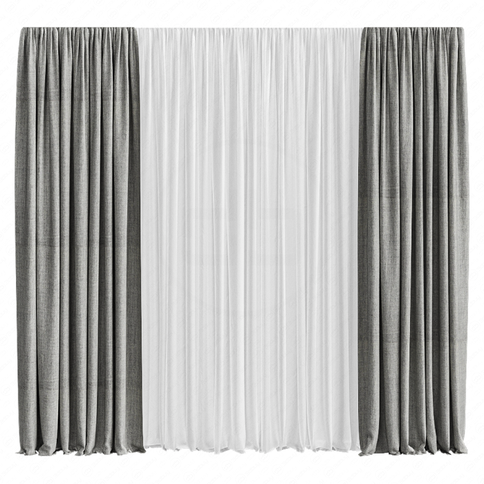 Шторы песочные в пол с тюлем