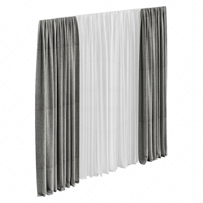 Шторы песочные в пол с тюлем