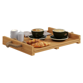 Coffee with croissants on a tray.