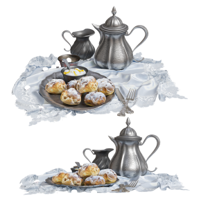 Чайник, пирожные