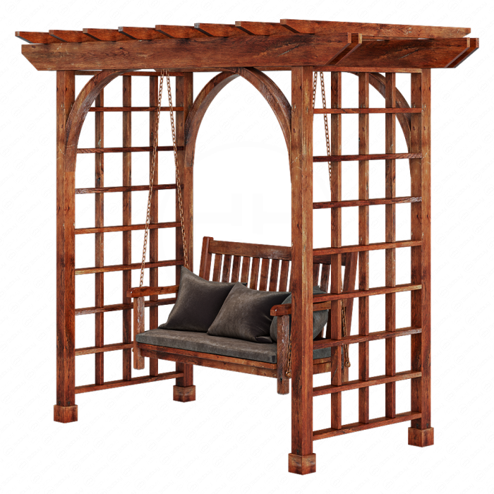 Деревянные садовые качели в двух цветах