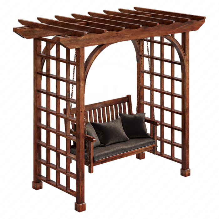 Деревянные садовые качели в двух цветах