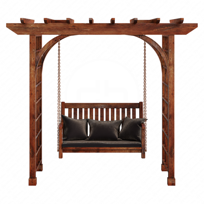 Деревянные садовые качели в двух цветах