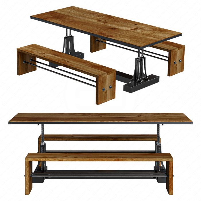 Стол обеденный и скамья Post Industrial