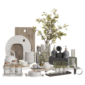 Decorative kitchen set with cutting boards.