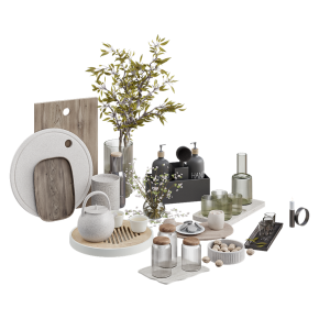 Decorative kitchen set with cutting boards.