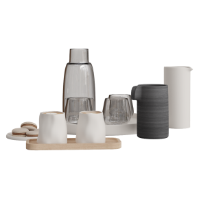 Table setting with water and coffee.