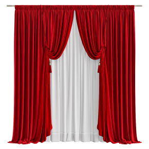 Шторы красные с подхватами
