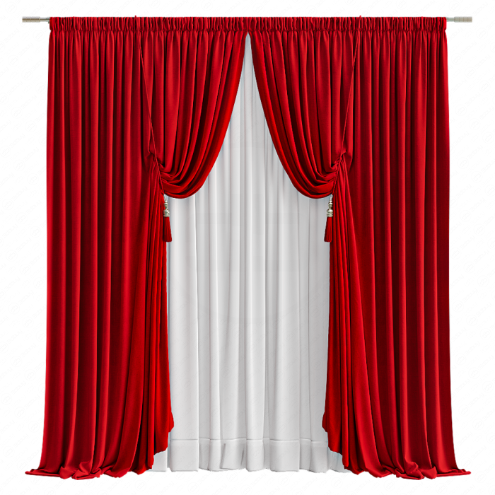 Шторы красные с подхватами