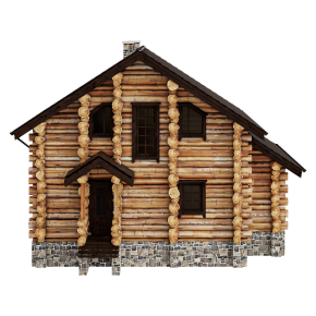 Wooden bathhouse, wild log cabin