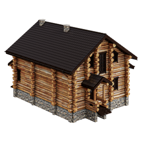 Wooden bathhouse, wild log cabin