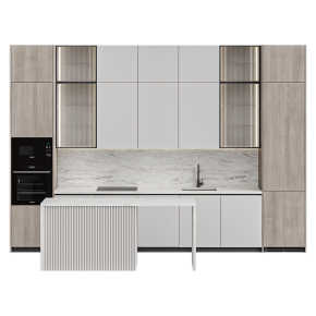 Кухня в бежевых тонах с островом