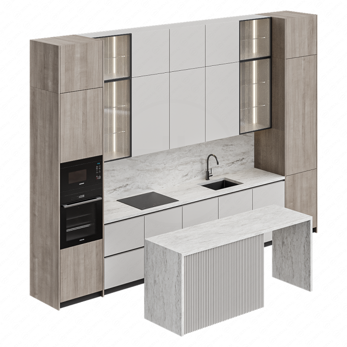 Кухня в бежевых тонах с островом