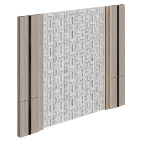 Wall panel with a woven pattern.