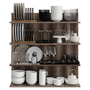 cabinet with serving dishes