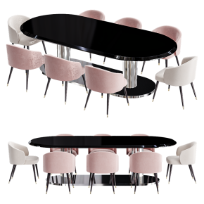 Douglas Plaza Tavolo dining table by DV Home Collection and Sandi chairs.