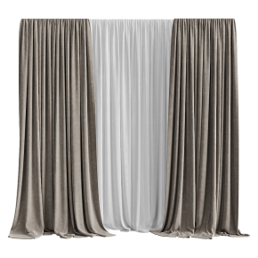 Шторы плотные бежевые с тюлем