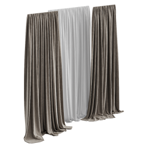 Шторы плотные бежевые с тюлем