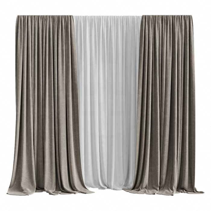 Шторы плотные бежевые с тюлем