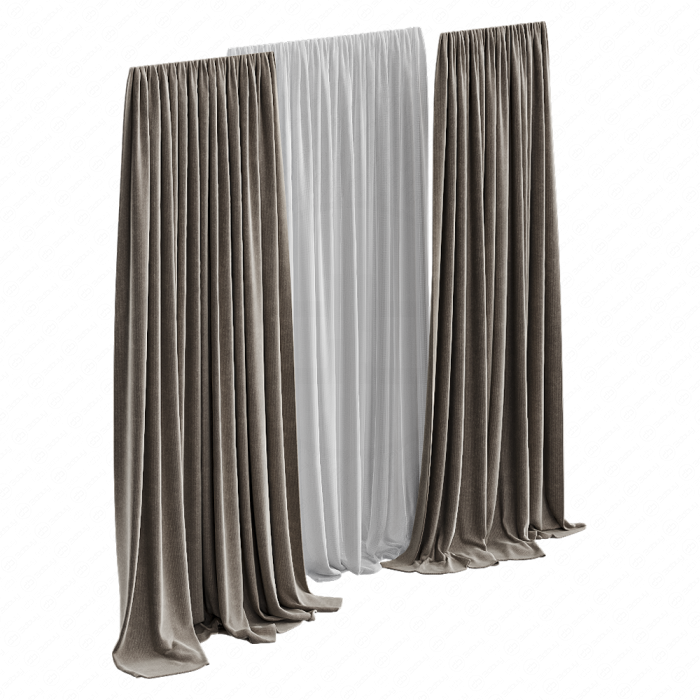 Шторы плотные бежевые с тюлем