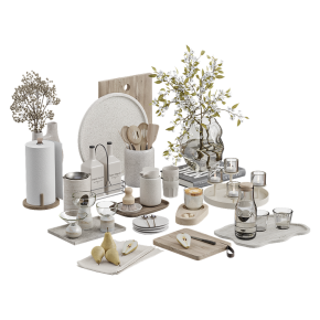 Decorative set for the interior with green plants.
