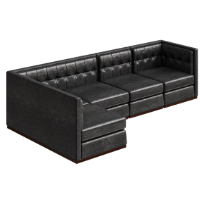 Modular black leather sofa
