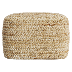 Handmade square jute pouf.