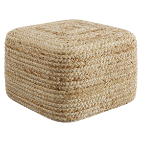 Handmade square jute pouf.