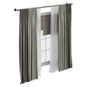 Шторы в пол и римская бежевые