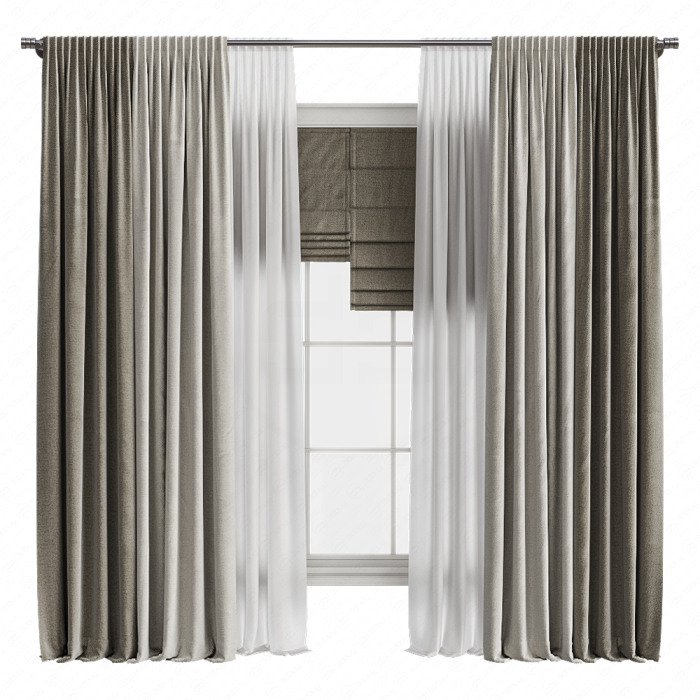 Шторы в пол и римская бежевые