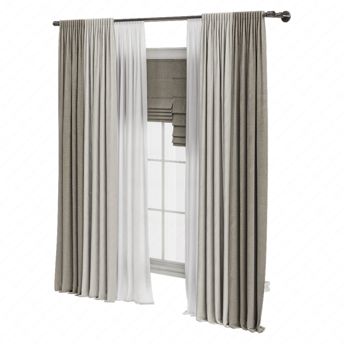 Шторы в пол и римская бежевые