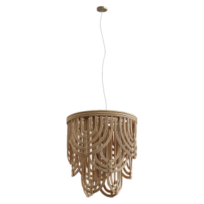 Rattan-woven pendant chandelier