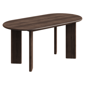 Oval wooden dining table.