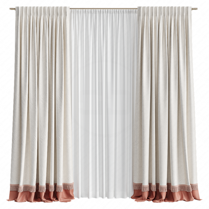 Шторы с бахромой персиковые