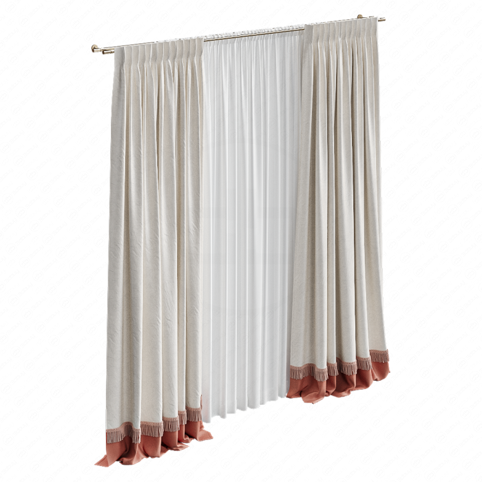 Шторы с бахромой персиковые