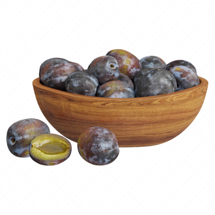 Сливы в деревянной миске