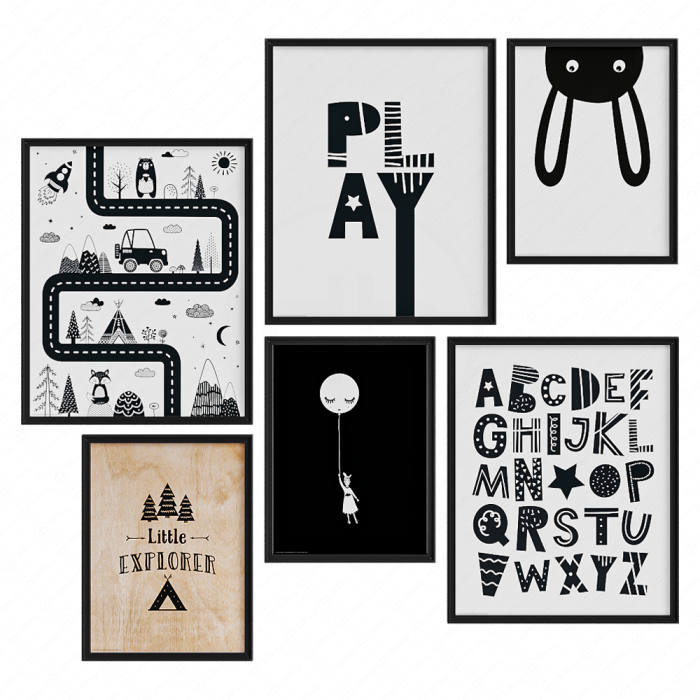 Черно-белые картины в детскую Ikea Stuva