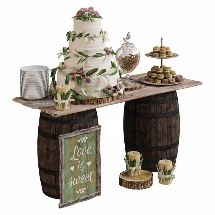 Свадебные десерты на стилизованном столике