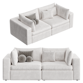 White straight sofa Harmony 4-Piece Ottoman from West Elm