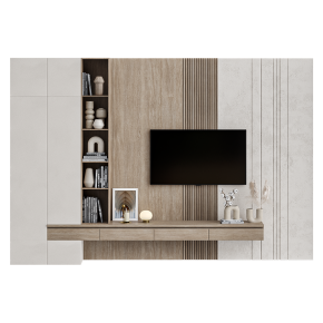 TV wall unit with a countertop.