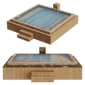 Square wooden baptismal font