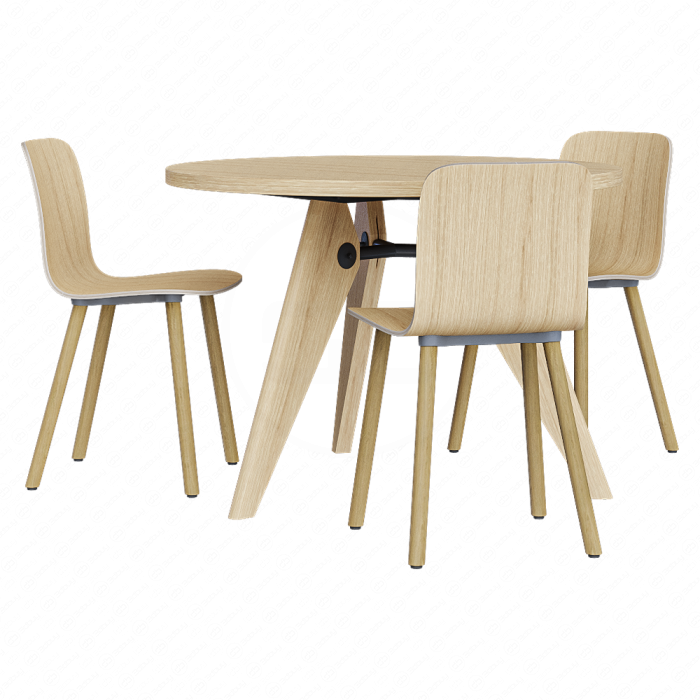 Стол Gueridon и стул HAL Ply Wood от Vitra