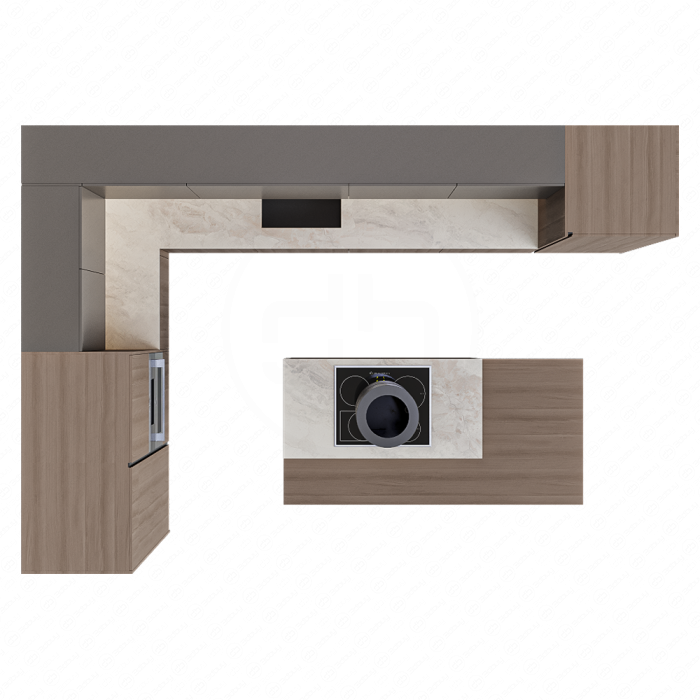 Кухня в коричневых тонах угловая с островом